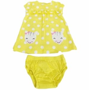 3/$25 Child of Mine Yellow Polka Dot Dress and Bottom Set Size 3-6M